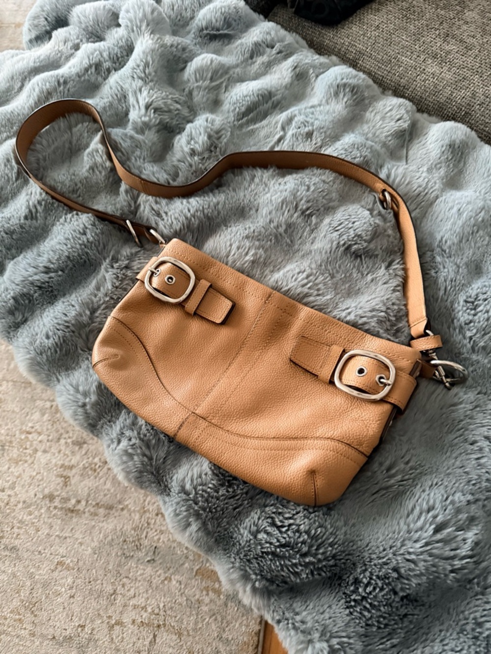 Coach Saddle Tan Pebbled Leather Crossbody Bag